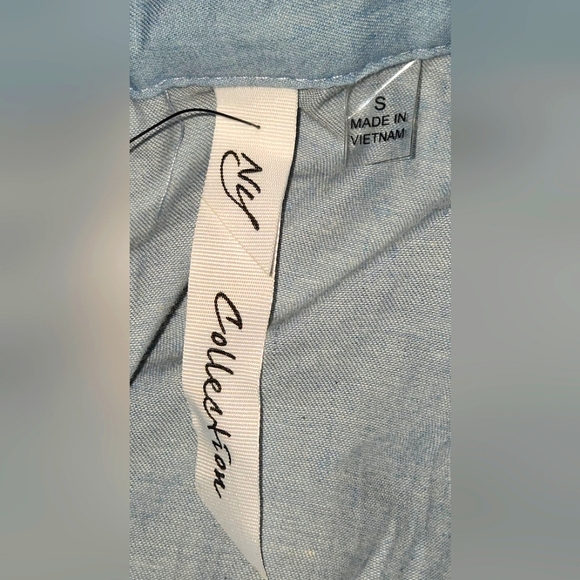 NWT NY Collection Women's Light Blue Denim Shirtdress - Picture 6 of 8